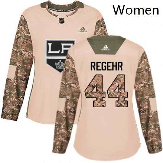 Womens Adidas Los Angeles Kings 44 Robyn Regehr Authentic Camo Veterans Day Practice NHL Jersey